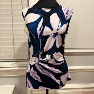 DKNY Floral Side Knot Sleeveless Blouse